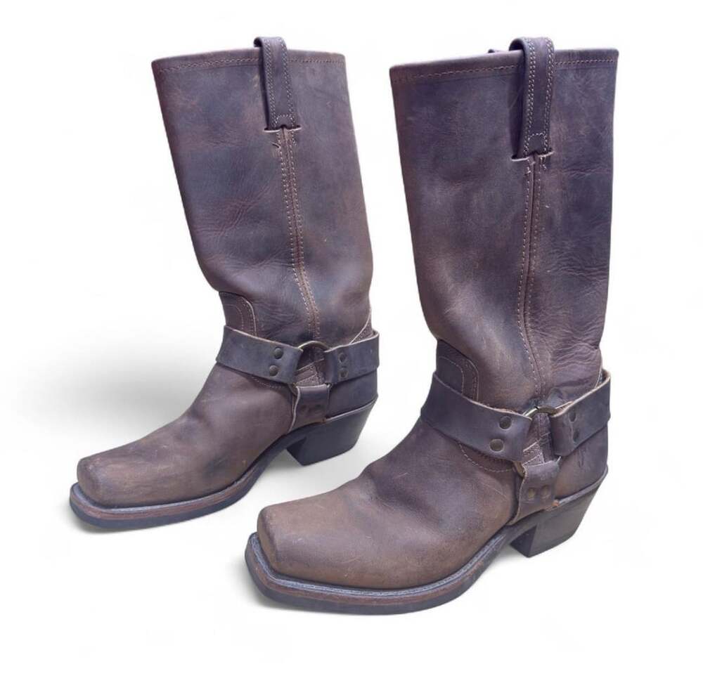 Frye Harness 12R Square Toe Brown Leather Boots